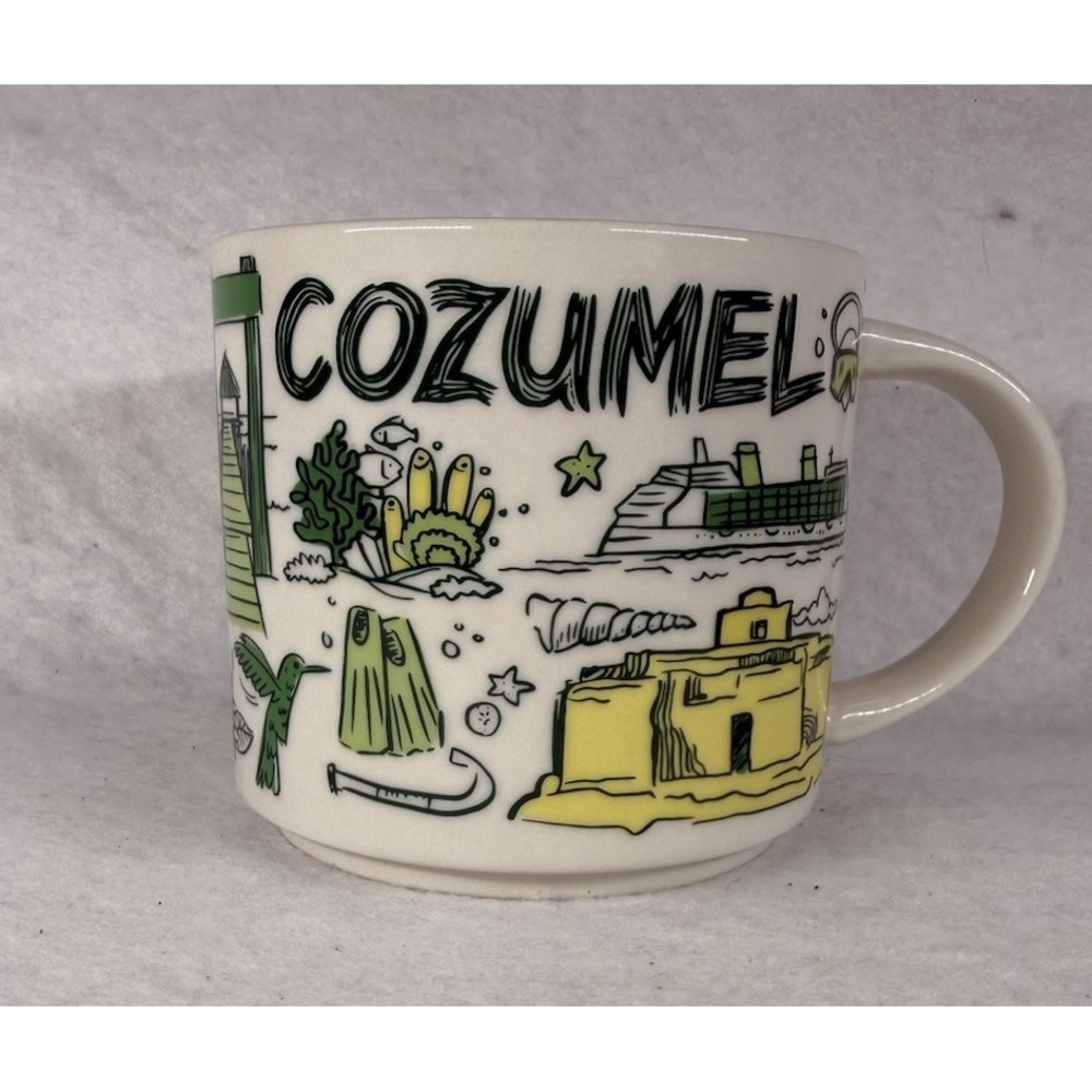 Starbucks Been There Series Coffee Mug Cozumel Mexico 14oz Ceramic Green Inside
